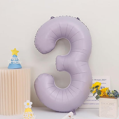 Pastel Purple 3 Number Balloons, 40 Inch Light Purple 3 Balloons Large Helium - Image 2