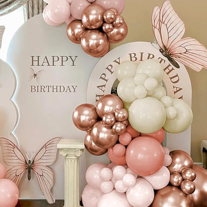 Dusty Pink White Rose Gold Balloons Arch Kit - Image 7