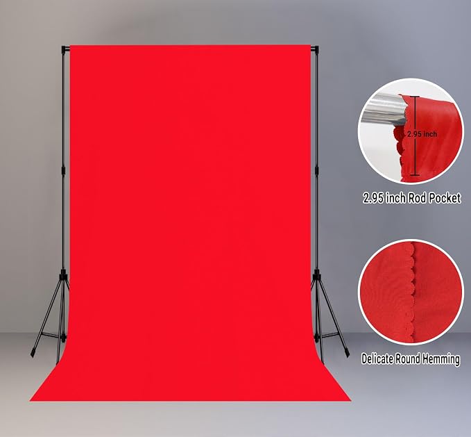 Red Photography Backdrop for Photoshoot, Fabric 6x9ft | Polyester Studio Photo - Image 2