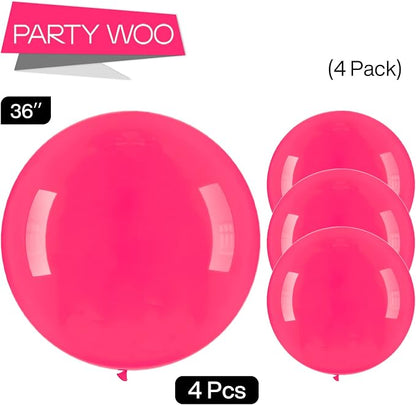PartyWoo Hot Pink Balloons 4pcs Magenta Fuchsia Color 36 Inch | Balloons - Image 3