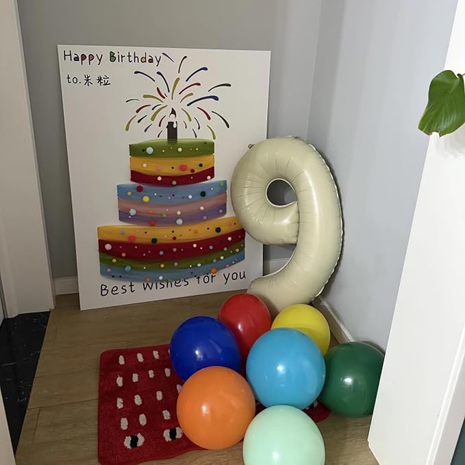 40 Inch Beige Number 1 Foil Balloon - Image 5
