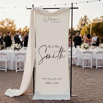 Wedding Welcome Sign Banner Personalized Custom Name Linen Fabric Wedding - Image 2