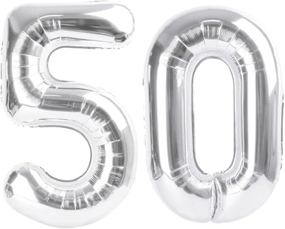 Number 50 Balloons 40 Inch Silver 50 Balloon by Mluchee