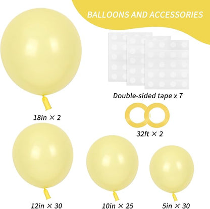 RUBFAC 87pcs Pastel Yellow Balloons Different Sizes 18 12 10 5 Inches - Image 2