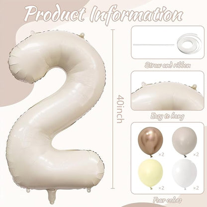 Cream Number 2 Balloon 40 Inch Beige Nude Number 2 Balloon - Image 6