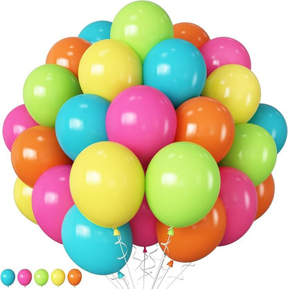 Rainbow Balloons, 12 Inch 60pcs Multicolor Rainbow Balloon Teal Blue Green by HILAVO