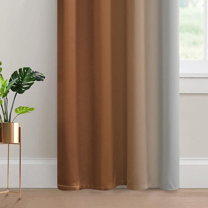 Yakamok Ombre Curtains Burnt Orange and Greyish White - Image 4