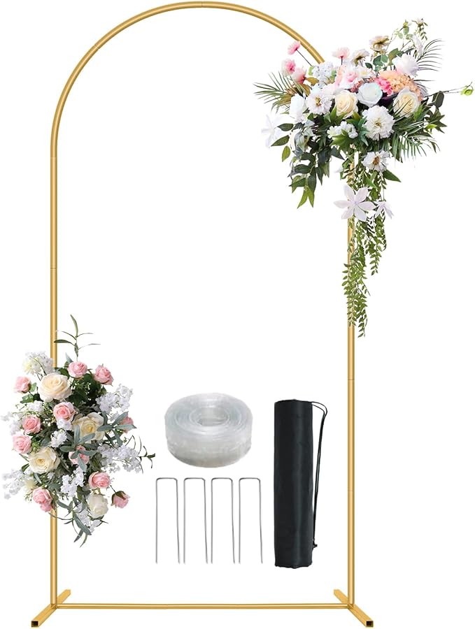 6.6FT Metal Arch Backdrop Stand Gold Wedding Balloon Frame Pergola Arbor | by Nisoger