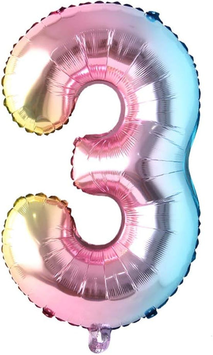32 Inch Number Balloons Foil Ballon Rainbow Gradient Digit Ball Colorful by REIANS