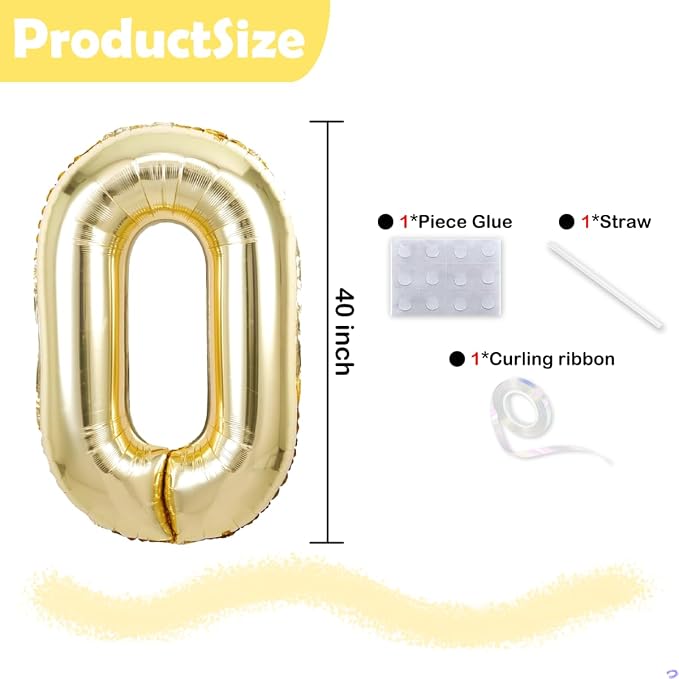 40 Inch Light Gold 61 16 Balloon Numbers, Foil Mylar Helium Large Number 16 - Image 2