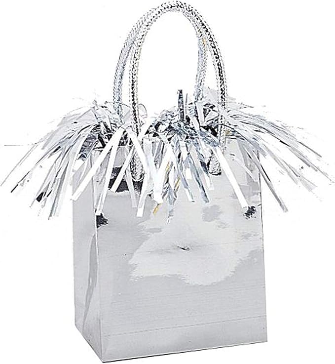 Silver Plastic Mini Gift Bag Balloon Weight by Unique