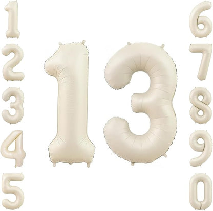 Cream Number 13 Balloon 40 Inch, Foil Numerals by Unknown