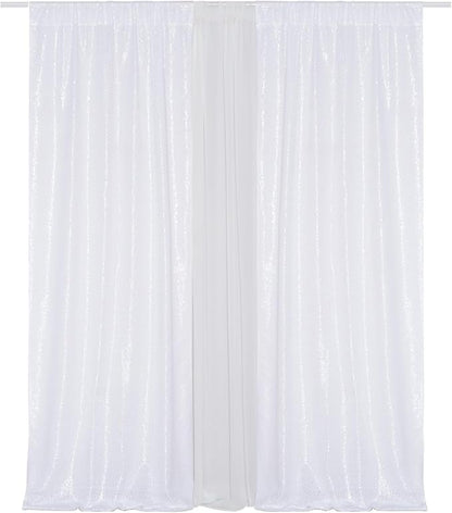 Eternal Beauty White Sequin Backdrop Curtains, 4 Panels 2x8FT | 3mm Sparkle - Image 4
