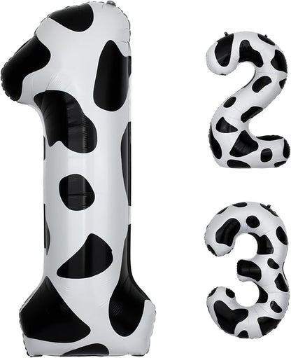 40 Inch Cow Print Number 1 Balloons, Birthday Party Aluminum Foil Balloon by AXBMM
