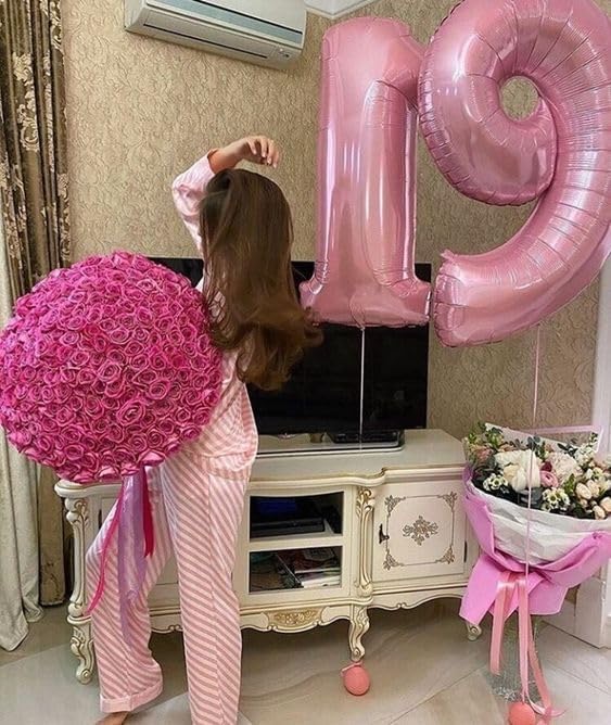 1 Balloon Numbers Birthday Decorations, 40In Pink Balloons - Image 4