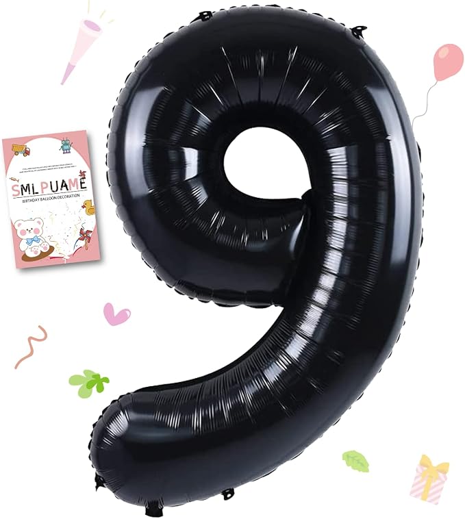 40 inch Number Balloon 0-9 Black Large Number 9 Balloons, Digital Balloons by Smlpuame