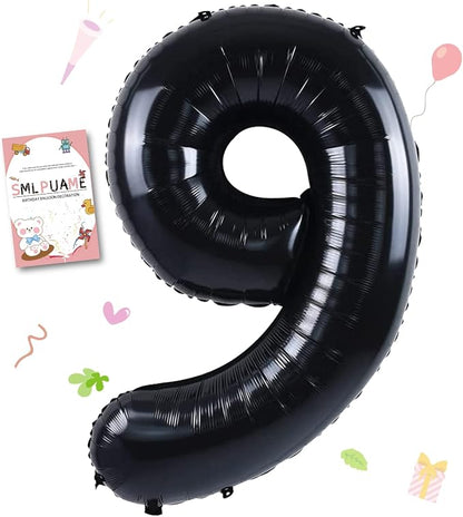 40 inch Number Balloon 0-9 Black Large Number 9 Balloons, Digital Balloons by Smlpuame