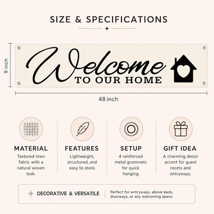 Welcome Banner Decor for Home, Rustic Wall Decor for Entryway, Welcome To Our - Image 6
