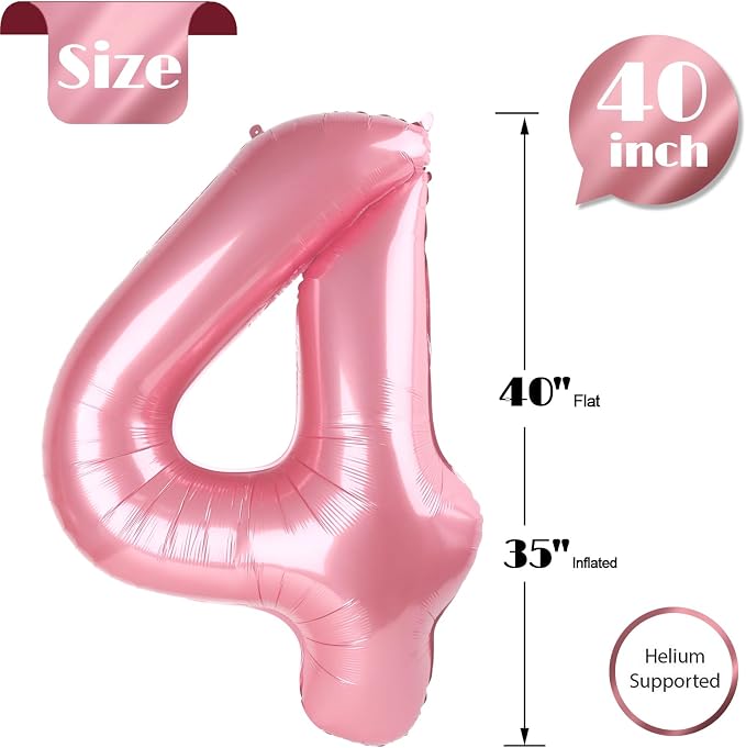 Pearl Pink Number 4 Balloon 40 Inch - Image 5