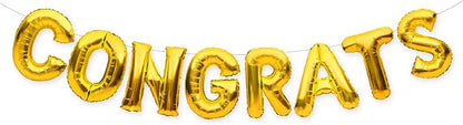Big CONGRATS Balloon Gold 16" Letters Banner Gold Graduation Party Decorations by PartyForever
