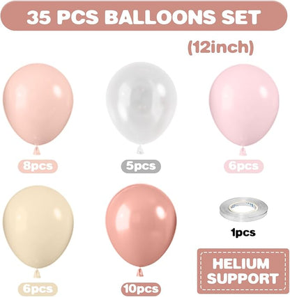 Dusty Pink Balloons, 12 Inch Pastel Pink Balloons, Blush Macaron Orange White - Image 2