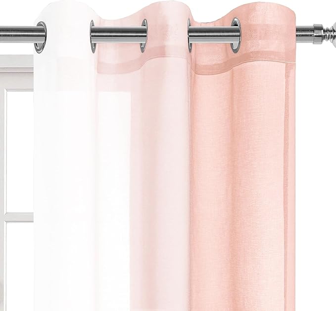 DWCN Blush Pink Ombre Sheer Curtains - Image 5