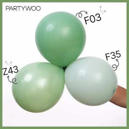 PartyWoo Pearl Light Green Balloons 140pcs Pastel Green Color | 18 12 10 5 Inch - Image 3