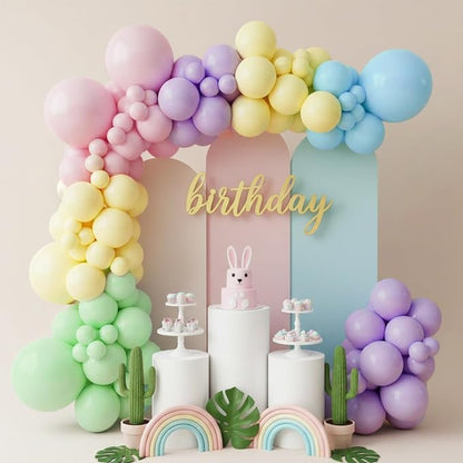 RUBFAC 135pcs Pastel Balloon Arch Kit, Macaron Rainbow Latex Balloon, Different - Image 6
