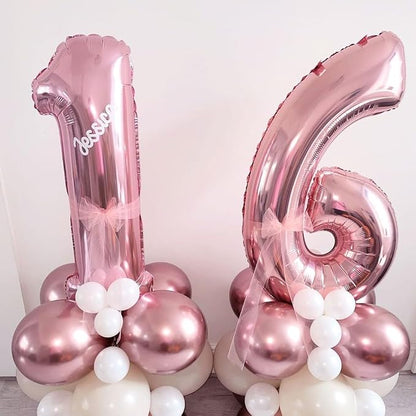 Rose Gold 16 Number Balloons, 40 Inch Big Giant Jumbo 16 or 61 Balloon Numbers - Image 7
