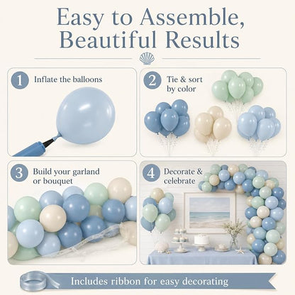 Sage Green Blue Beige Balloons 12inch Boho Birthday Baby Bridal Shower Dino | - Image 8