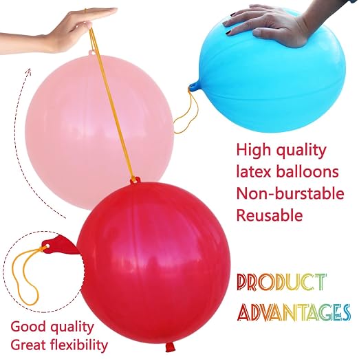 LEEZZIZZ 41Pcs Punch Balloons, Thickened Neon Punching Balloon Heavy Duty - Image 2