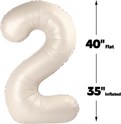 40 Inch Cream White Large Number 24 42 Birthday Balloon, Giant Numbers 24 42 - Image 2