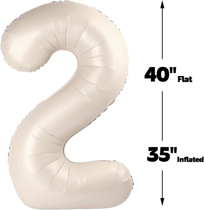 40 Inch Cream White Mylar Foil Number 26 62 Birthday Balloon, 26 Boy Girl Party - Image 2