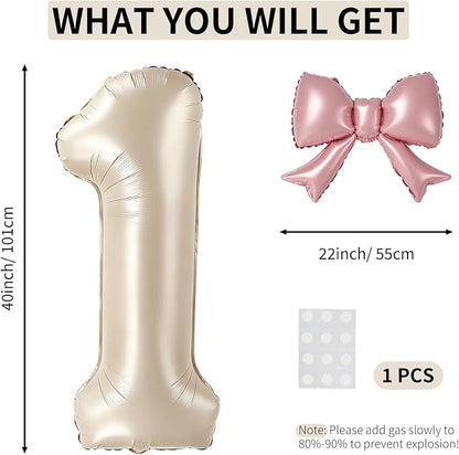 40 Inch Cream Number 1 Balloon - Image 2