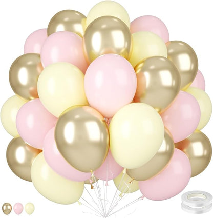 Pink Yellow Gold Balloons by BIAPIAN