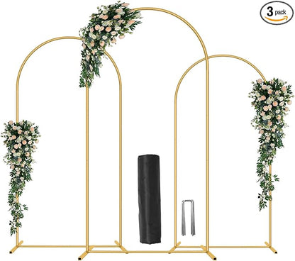 3 Pack Metal Wedding Arch Backdrop Gold Balloon Stand | by ParseBio