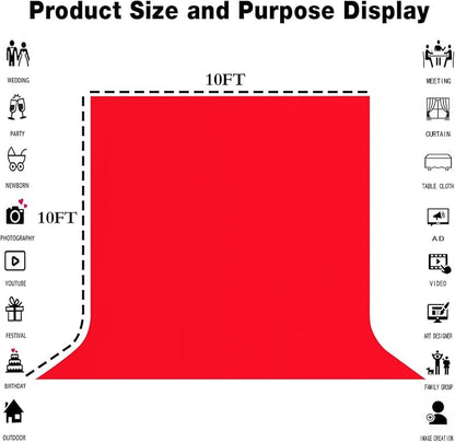 Red Photography Backdrop for Photoshoot, Fabric 10x10ft | Polyester Studio - Image 3