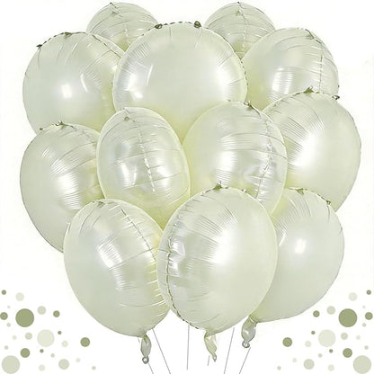 TONIFUL 30Pcs 18 Inch Round Balloons Large Cream White Round Shape Foil by TONIFUL