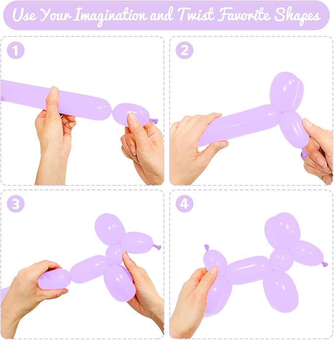 100Pcs Pastel Purple 260 Balloons, Long Balloon - Image 4