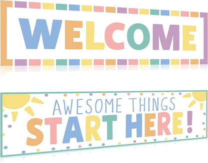 Classroom Decorations Pastel Welcome Banner Poster by Qyeahkj