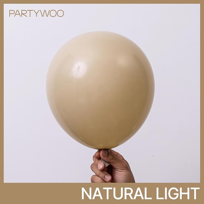 PartyWoo Light Brown Balloons 100pcs Nude Neutral Boho Tan Fall Color | 12 Inch - Image 3