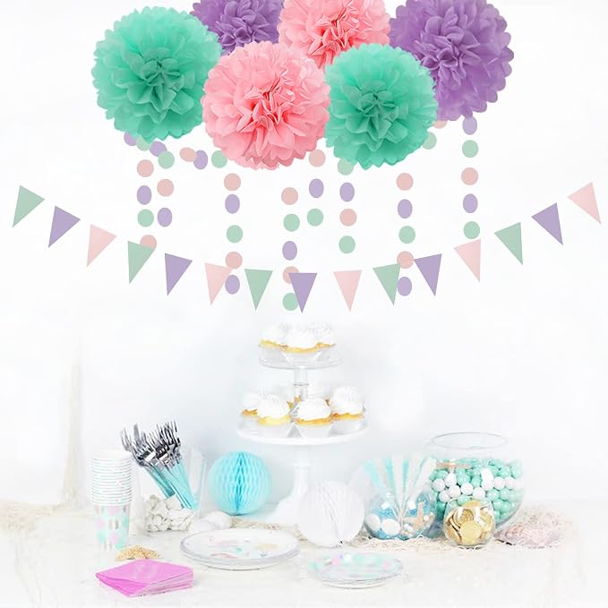Pink-Purple Mint Mermaid Ocean-Themed Party-Decorations - Image 4