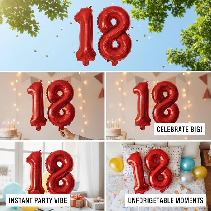20 Pieces Foil Mylar Number Balloons 0 to 9 Set - Image 5