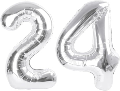 Number Balloons 24 Balloon Silver by Enyeopd