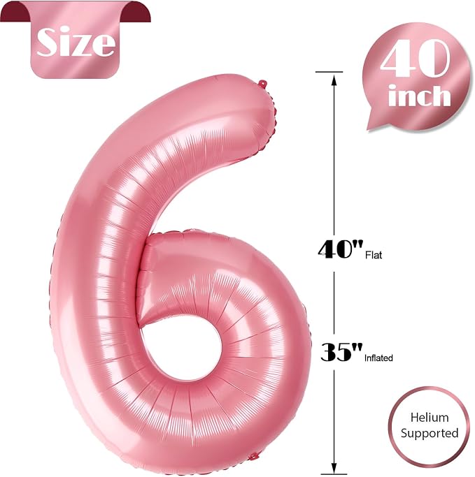 Pearl Pink Number 6 Balloon 40 Inch - Image 5