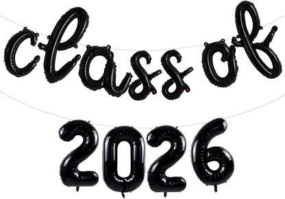 TONIFUL Black Cursive Class of 2026 Graduation Balloon Banners 2026 by TONIFUL