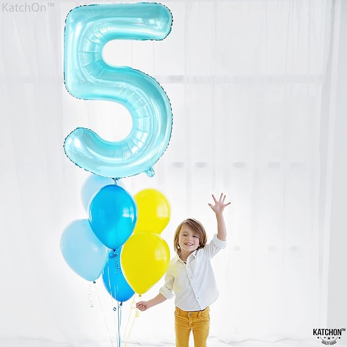 KatchOn Light Blue 5 Balloon Number 40 Inch | Light Blue Number 5 Balloon - Image 6