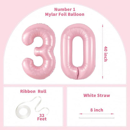 Number Balloons Pink Party Balloon - Image 2