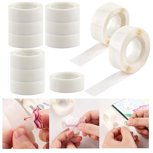 BAOFALI 3600 Pcs Ultra Thin Adhesive Dots, 6 Roll 1/8in 6 Roll3/16in Clear by BAOFALI