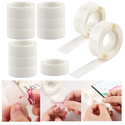BAOFALI 3600 Pcs Ultra Thin Adhesive Dots, 6 Roll 1/8in 6 Roll3/16in Clear by BAOFALI